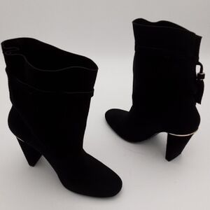 ZARA Elegant Black Women's Boots suede Western Festival Rodeo Y2k Casual Pull On